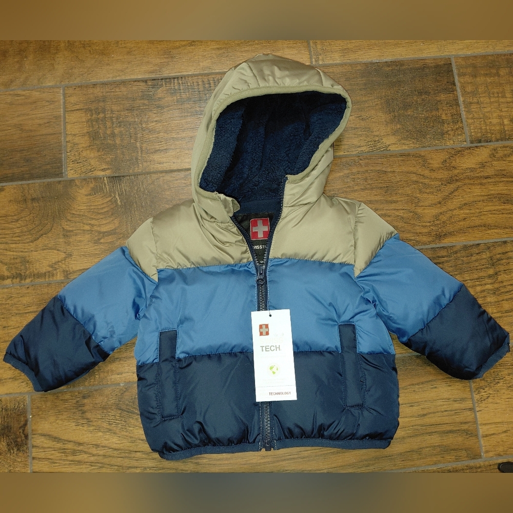 Swiss Tech Blue & Gray Winter Jacket Infant Boys 12 Months NWT